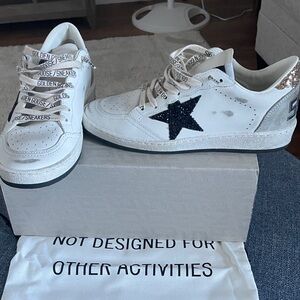 Golden Goose White and Black Sneakers